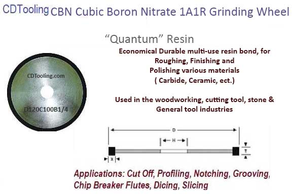 1A1R 6 Diameter x 0.03 Width x 1-1/4 Arbor Hole x 1/4 Abrasive Depth - 120 Grit - C:100 - Quantum CBN Grinding Wheel - ID: 20112-1A1R-6-030-RCBN