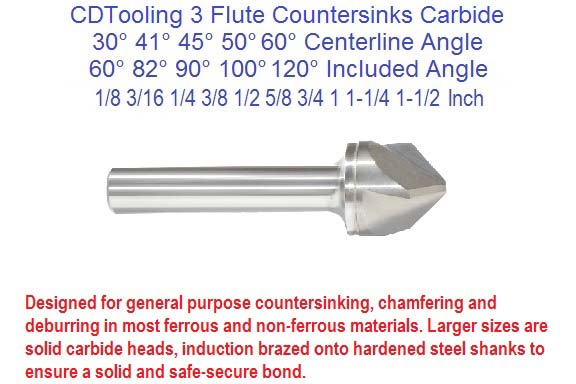 3 (Three) Flute Countersinks Carbide