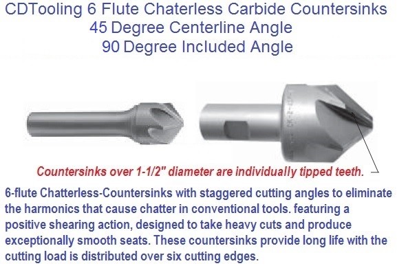 6 Flute Carbide Countersinks Angle 45 Per Side 90 Included