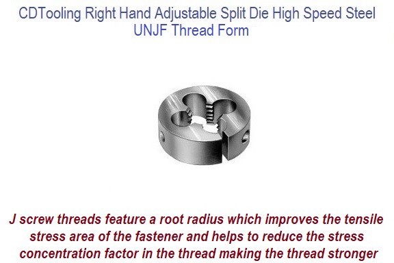 .563 Inch 9/16-20UNJ Size 9/16-20 UNJ 3A - 1 Inch Out Side Diameter Split Die High Speed Steel 8619-9/16-20UNJ